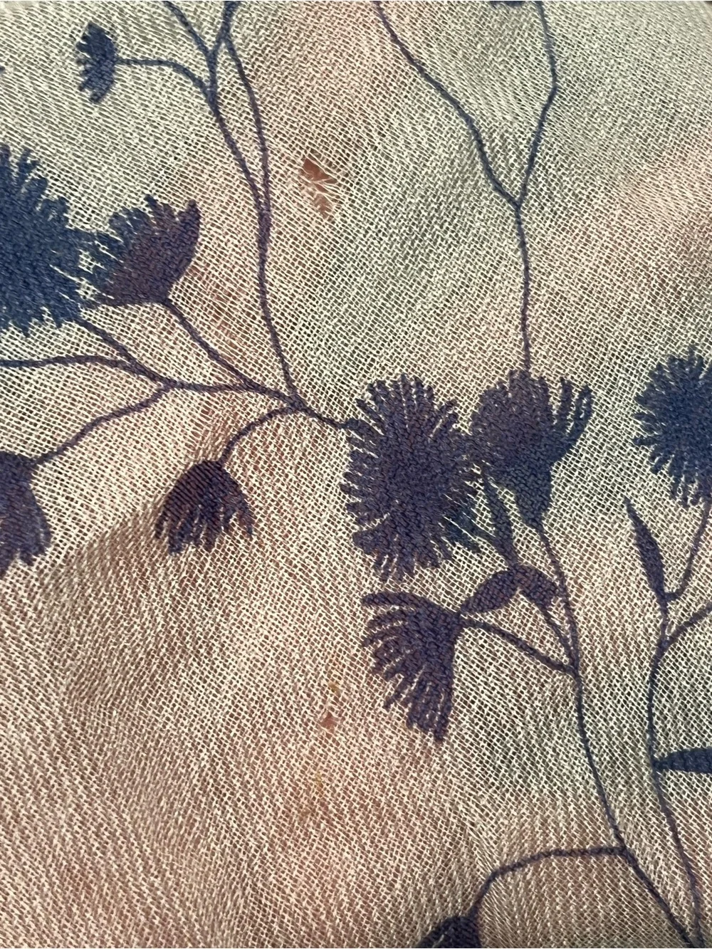 Loro Piana Teal and Purple Floral Silk-Blend Scarf on Ivory